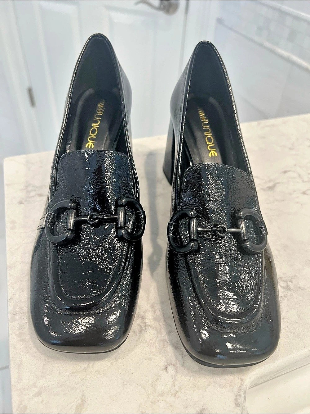 Patent Bit Loafer Heels in Black Like New